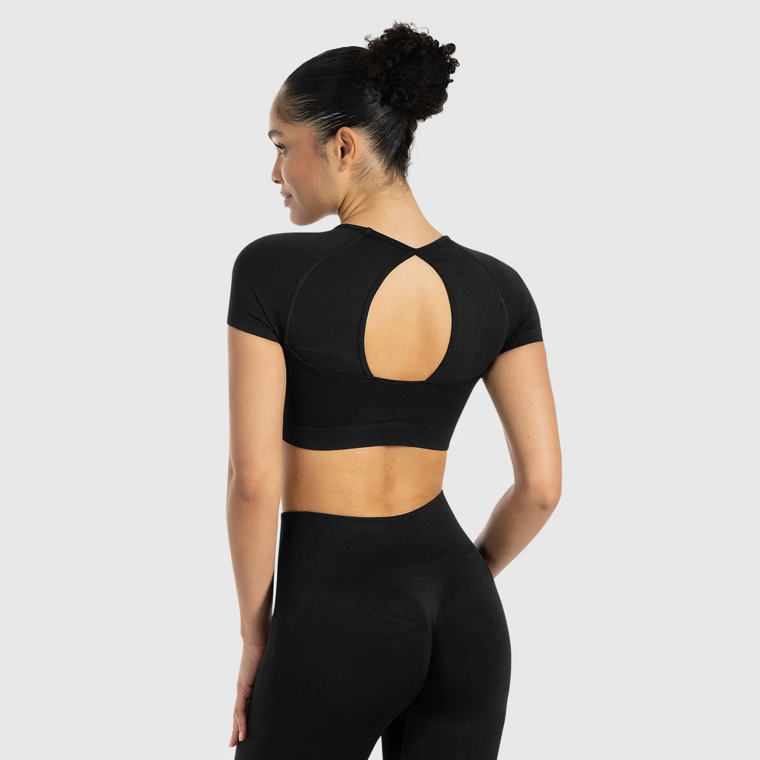 Smilodox Lunara Soheli Crop Shirt Schwarz nahtlos