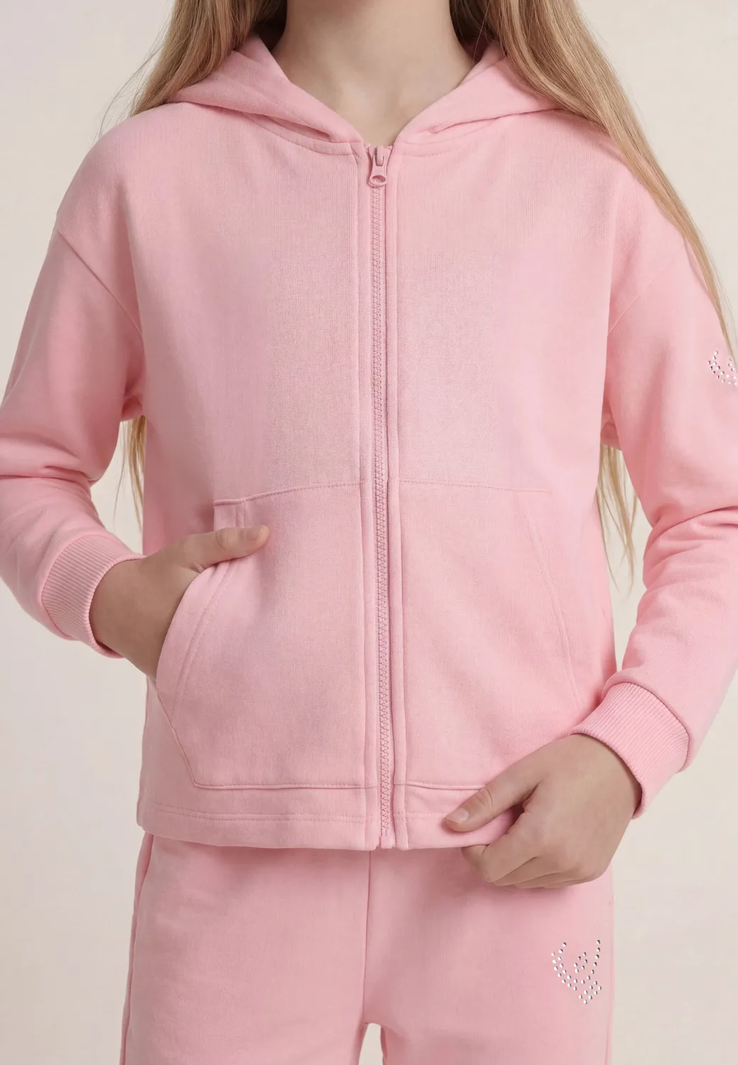 Freddy Cropped Hoodie Mädchen Schwarz Zip