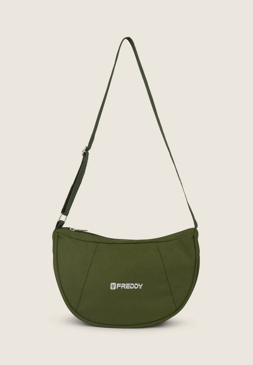 Freddy Schultertasche Canvas Halbmond Aloe Reissverschluss