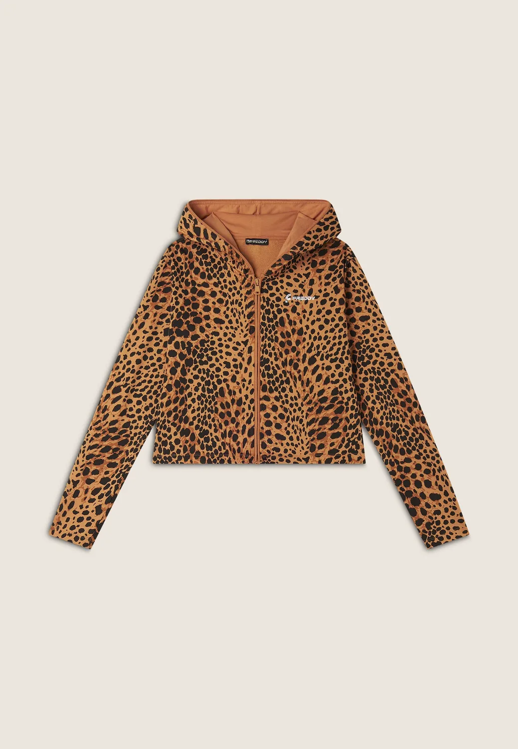 Freddy Animalier Cropped Sweatjacke Leo Pink French Terry