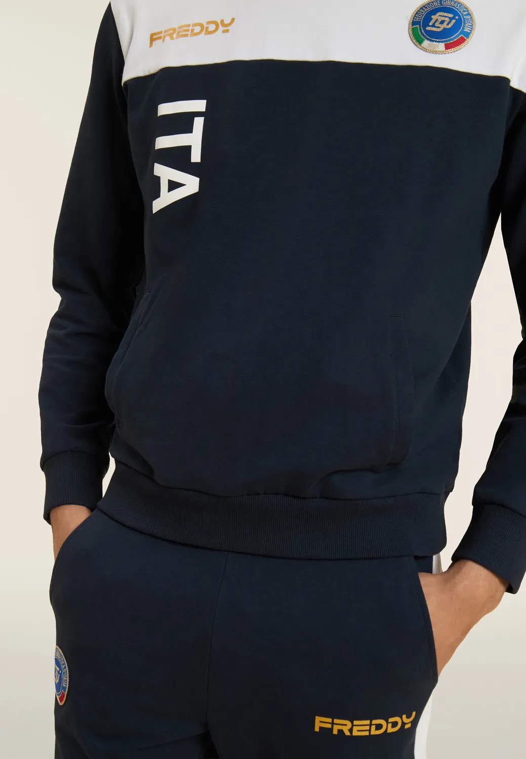 Freddy Italia FGI Trainingsanzug Dunkelblau-Weiß Fleece