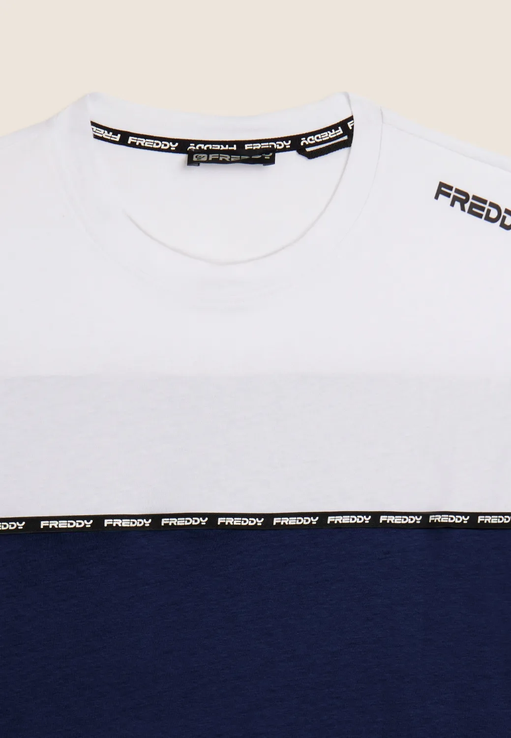 Freddy Colour Block T-Shirt Nero-Bianco Baumwolle