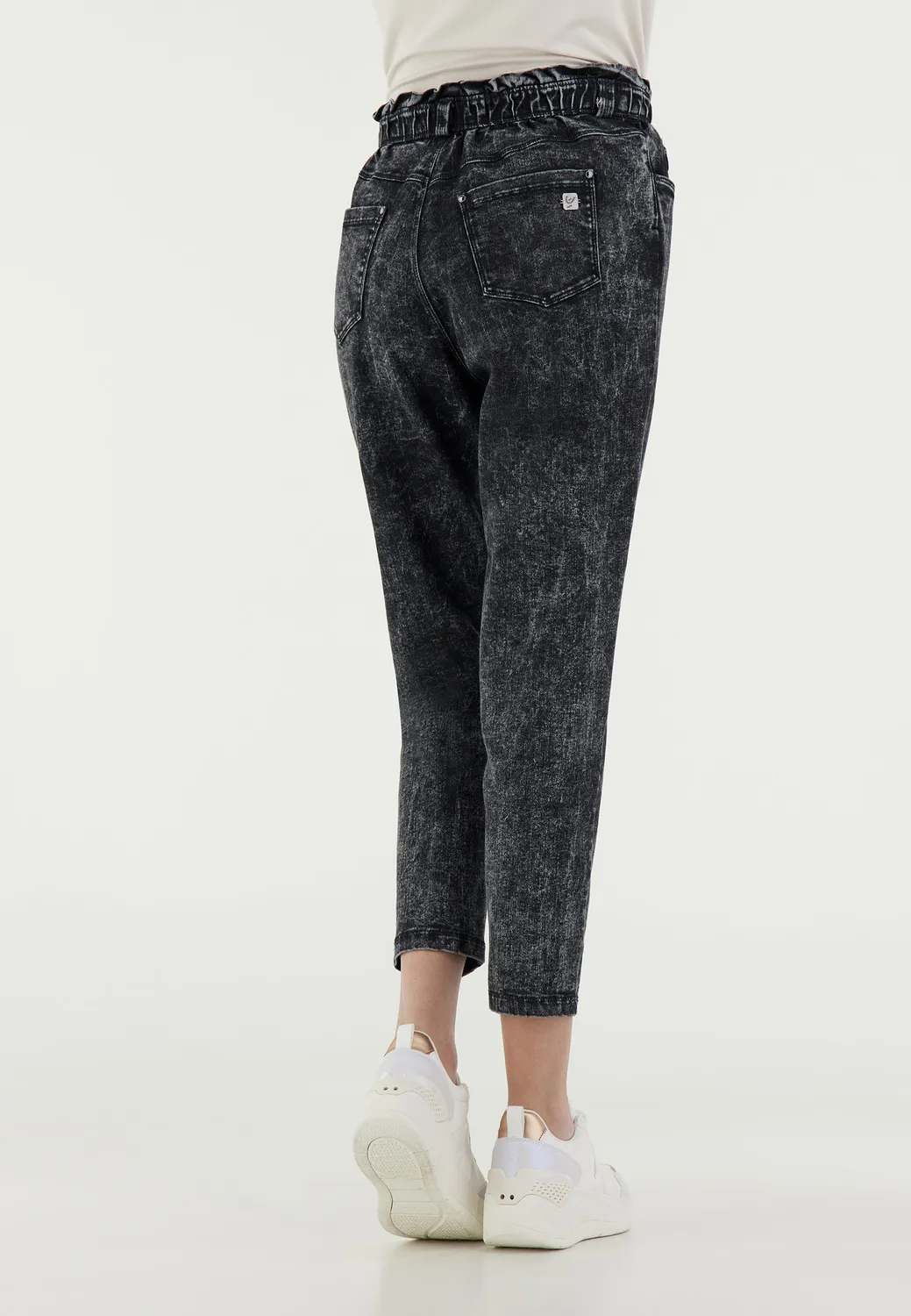 Freddy Black Skinny Jeans Marble superhoher Bund weiß