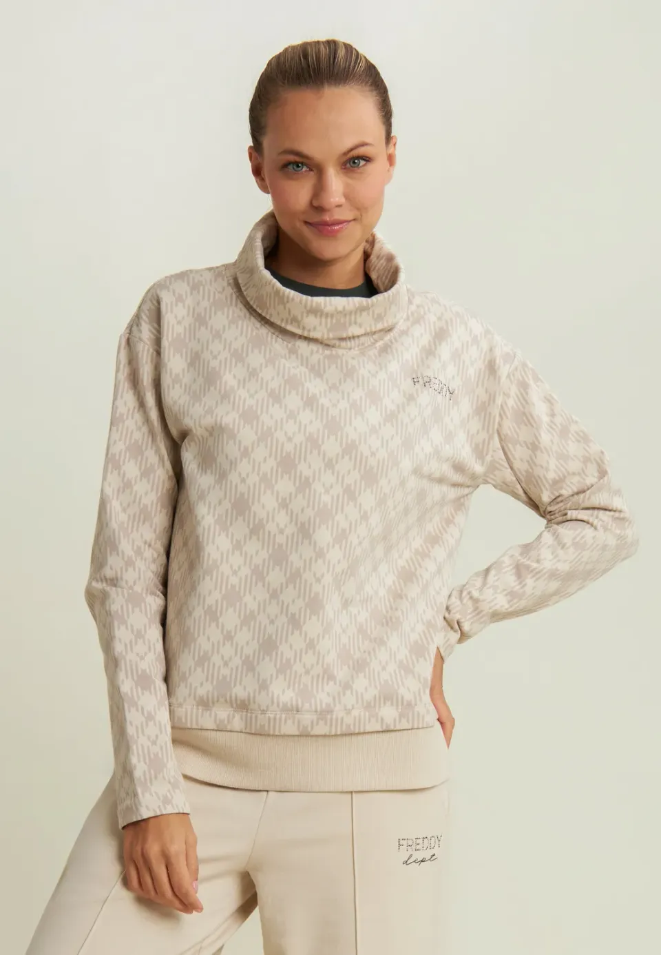 Freddy Comfort Fit Sweatshirt Check Allover Schwarz