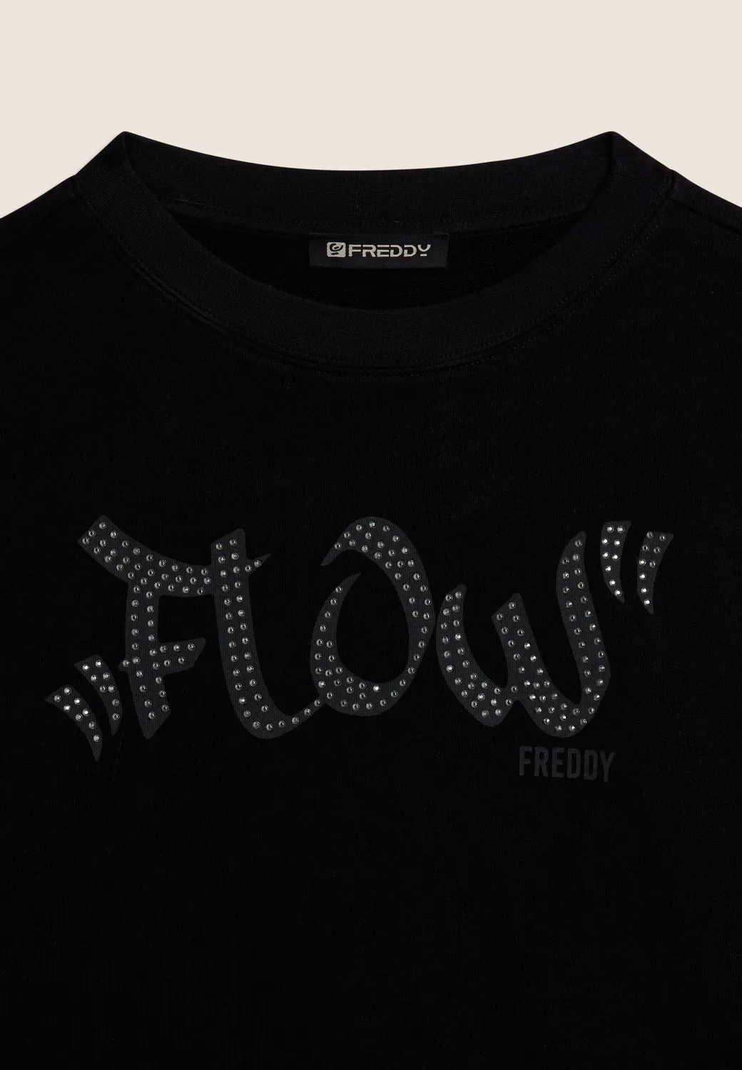 Freddy Flow Cropped Sweatshirt Nero Nieten oversize