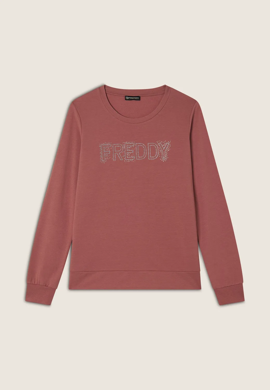 Freddy Logo Strass Sweatshirt Blau leichter French Terry