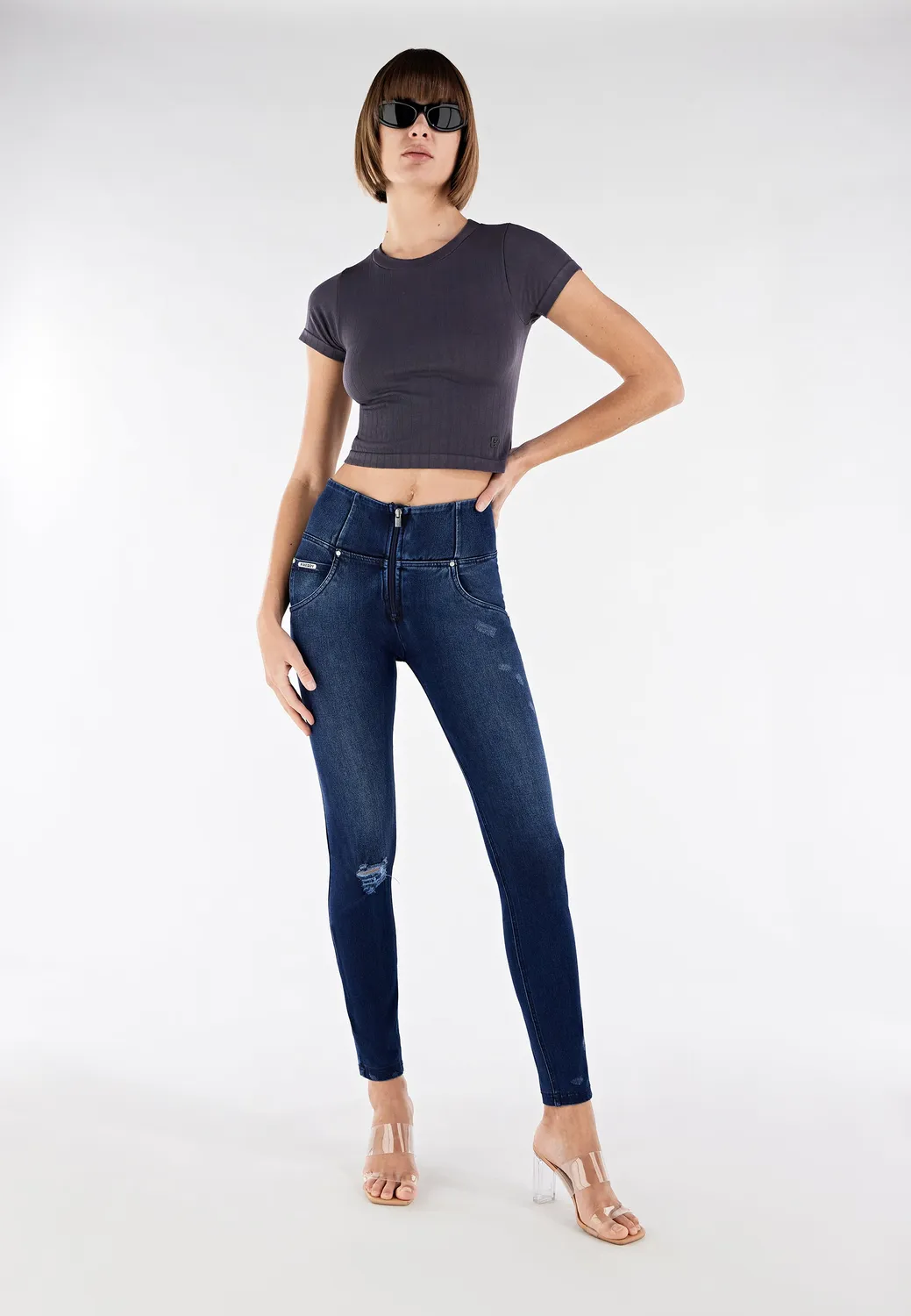 Freddy WR.UP Jeans High-Waist schwarz Risse Push-up