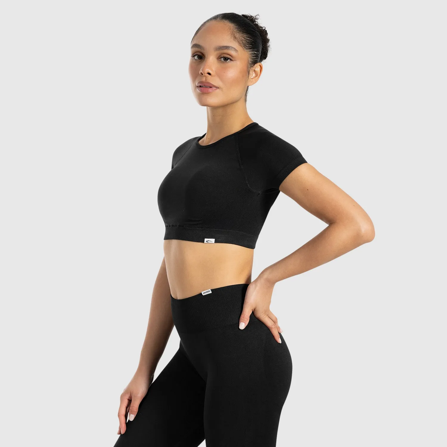 Smilodox Lunara Soheli Crop Shirt Schwarz nahtlos