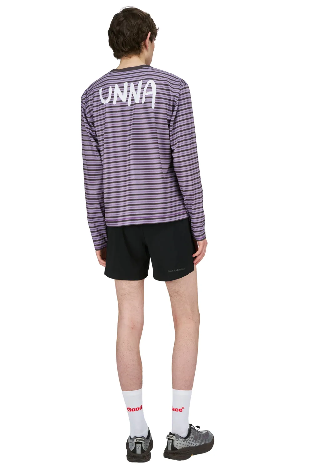 UNNA Striped LS Laufshirt Herren Grape Langarm