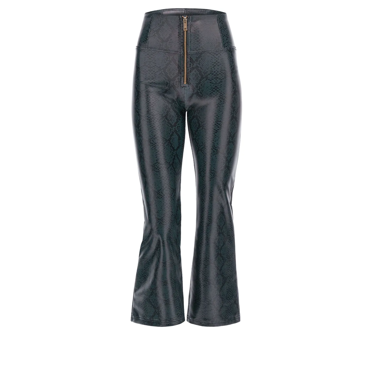Freddy WR.UP Snake Flare Cropped Kunstlederhose Blue Push-up
