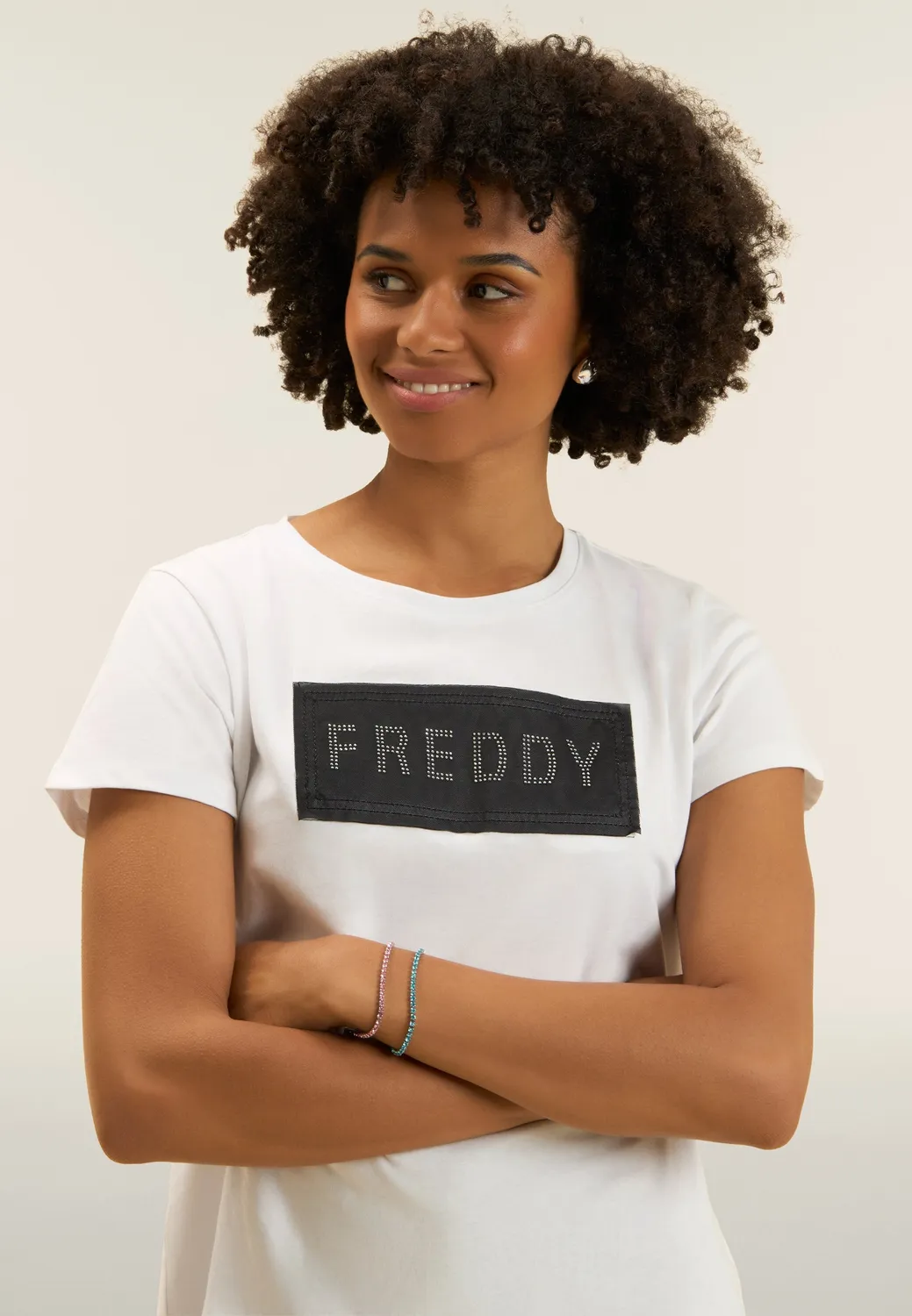 Freddy T-Shirt Supima Schwarz Strass-Mesh Sport-Chic