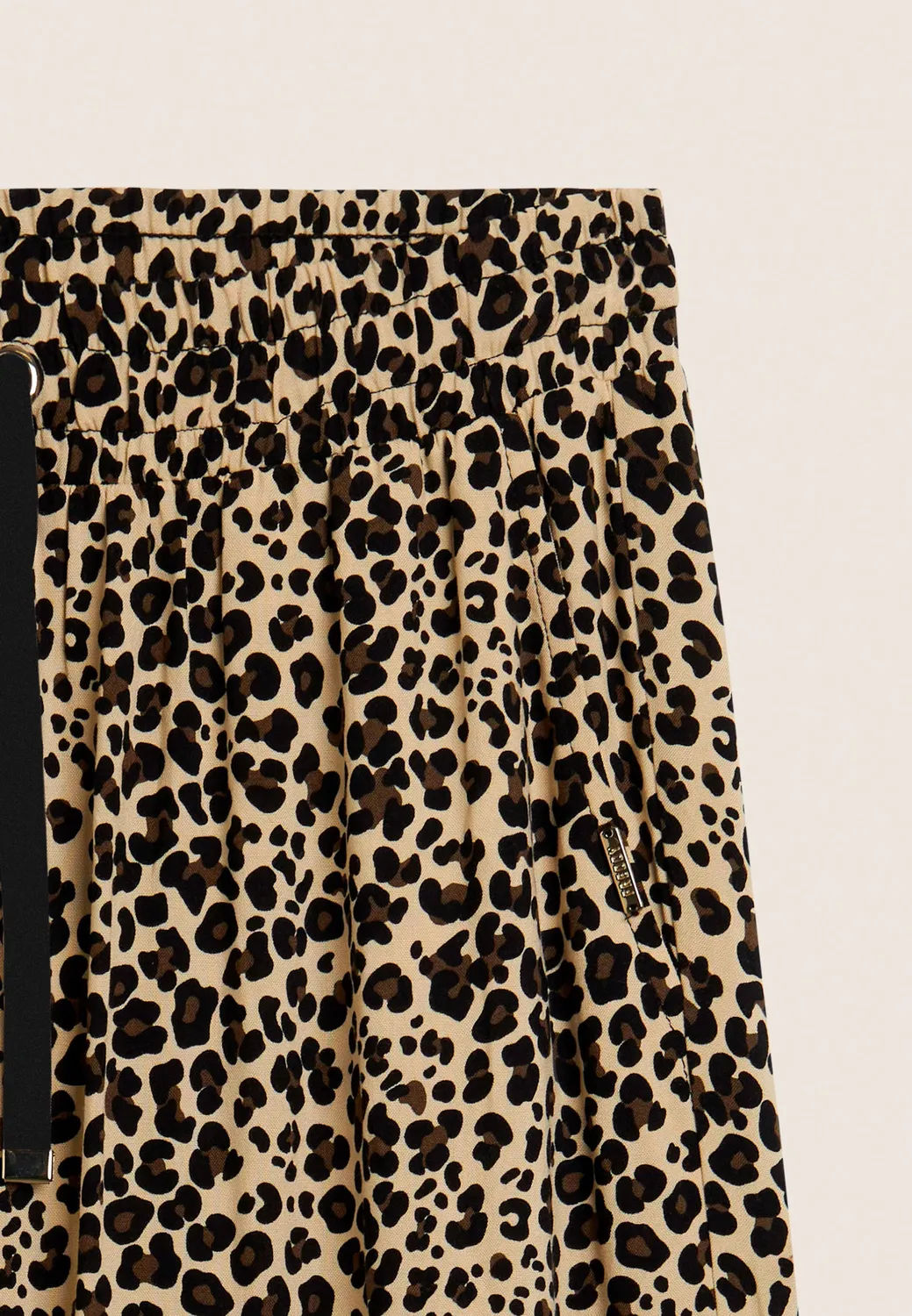 Freddy Wide Leg Hose Viskose Animalier Grau leicht