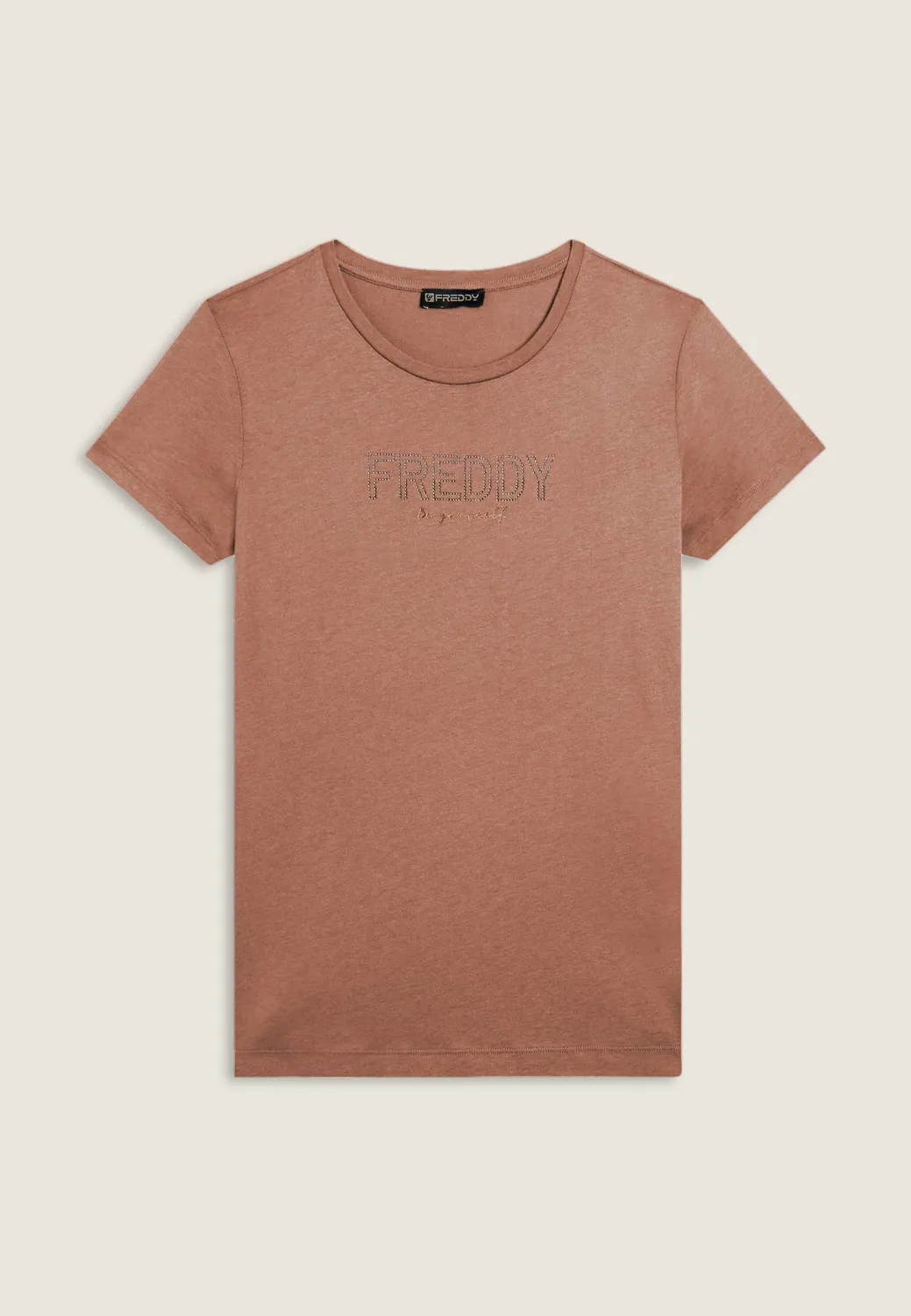 Freddy T-Shirt Damen Schwarz Strass Seitenschlitz