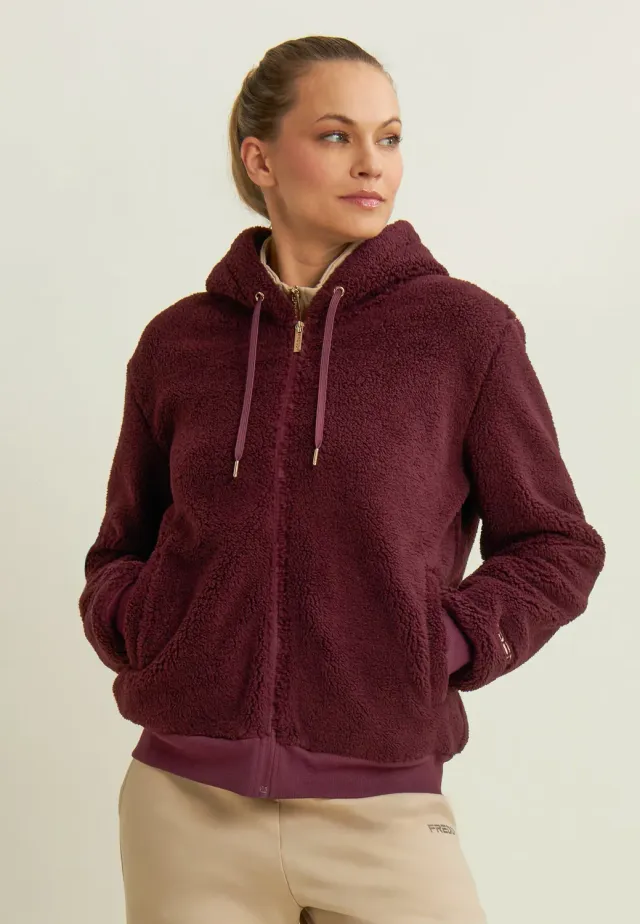 Freddy Sherpa Fleecejacke Damen Kapuze Schwarz