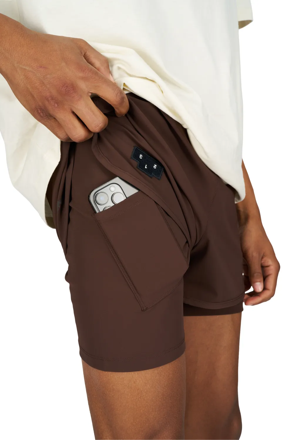 UNNA Flow Shorts 3" Laufshorts rotbraun mit Innenslip