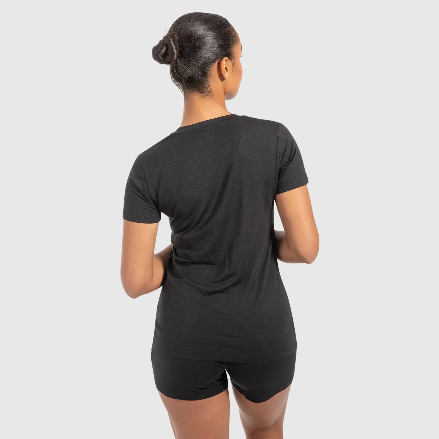 Smilodox Lunara Nela Modal T-Shirt Schwarz V-Neck