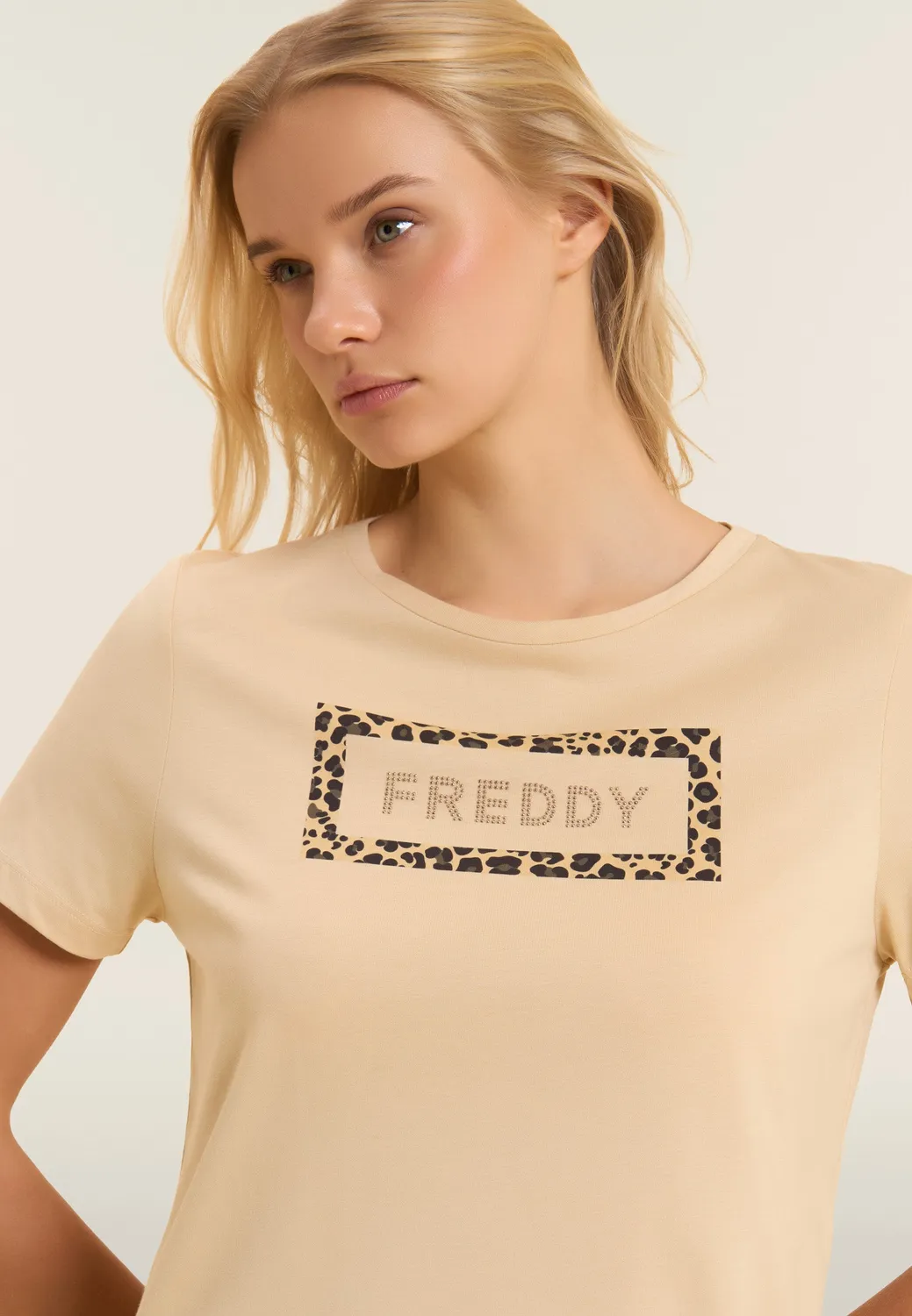 Freddy T-Shirt Damen Nero Animalier Baumwolle Modal