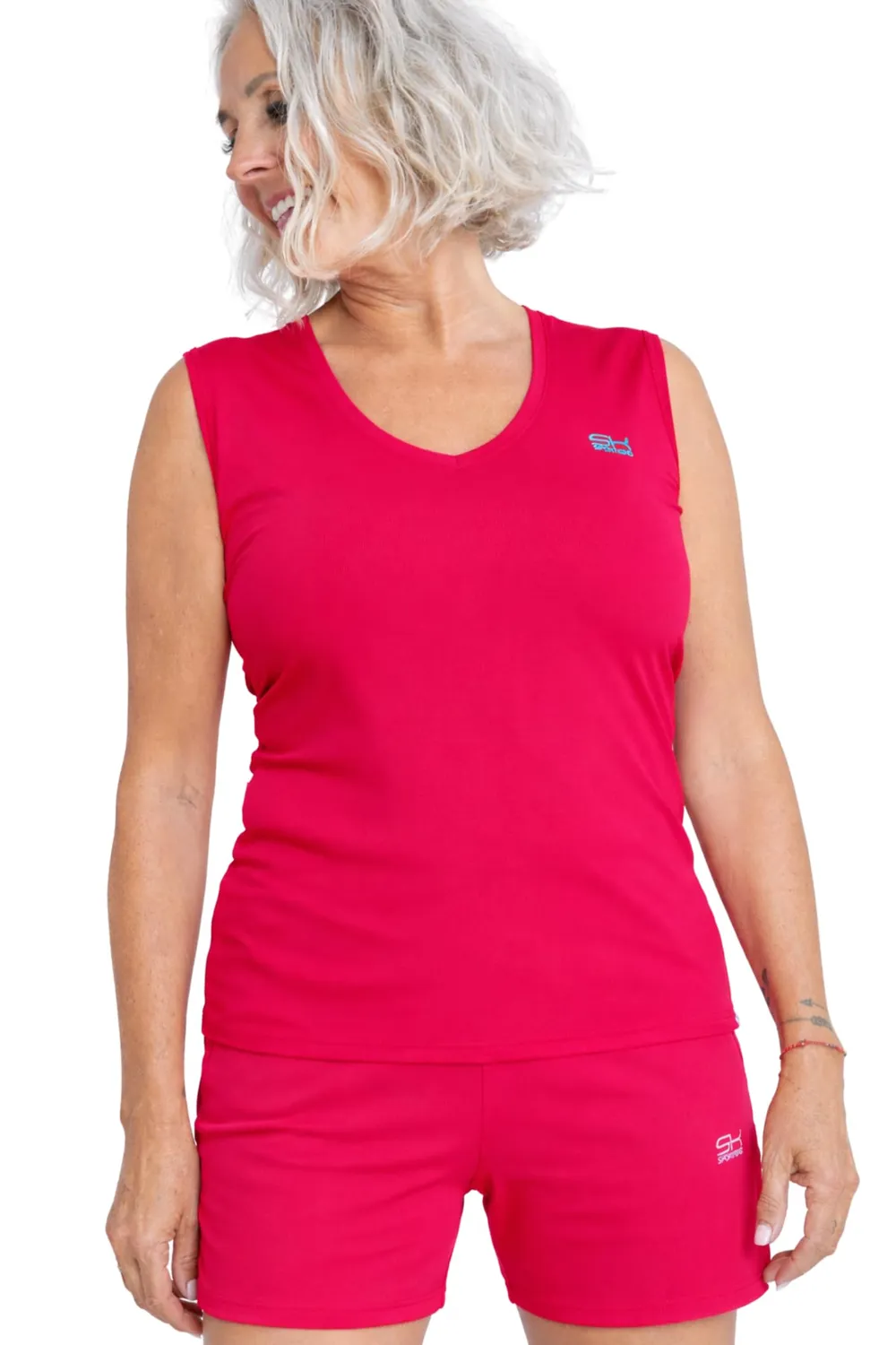 SPORTKIND Loose Fit Tanktop V-Neck Damen Top UV50+