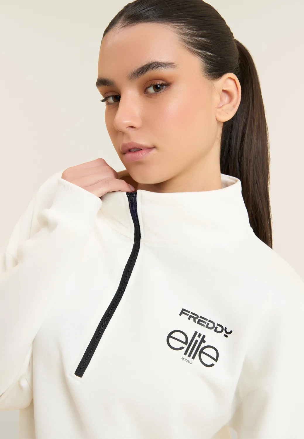 Freddy Elite Comfort Sweatshirt Damen Half-Zip Grau