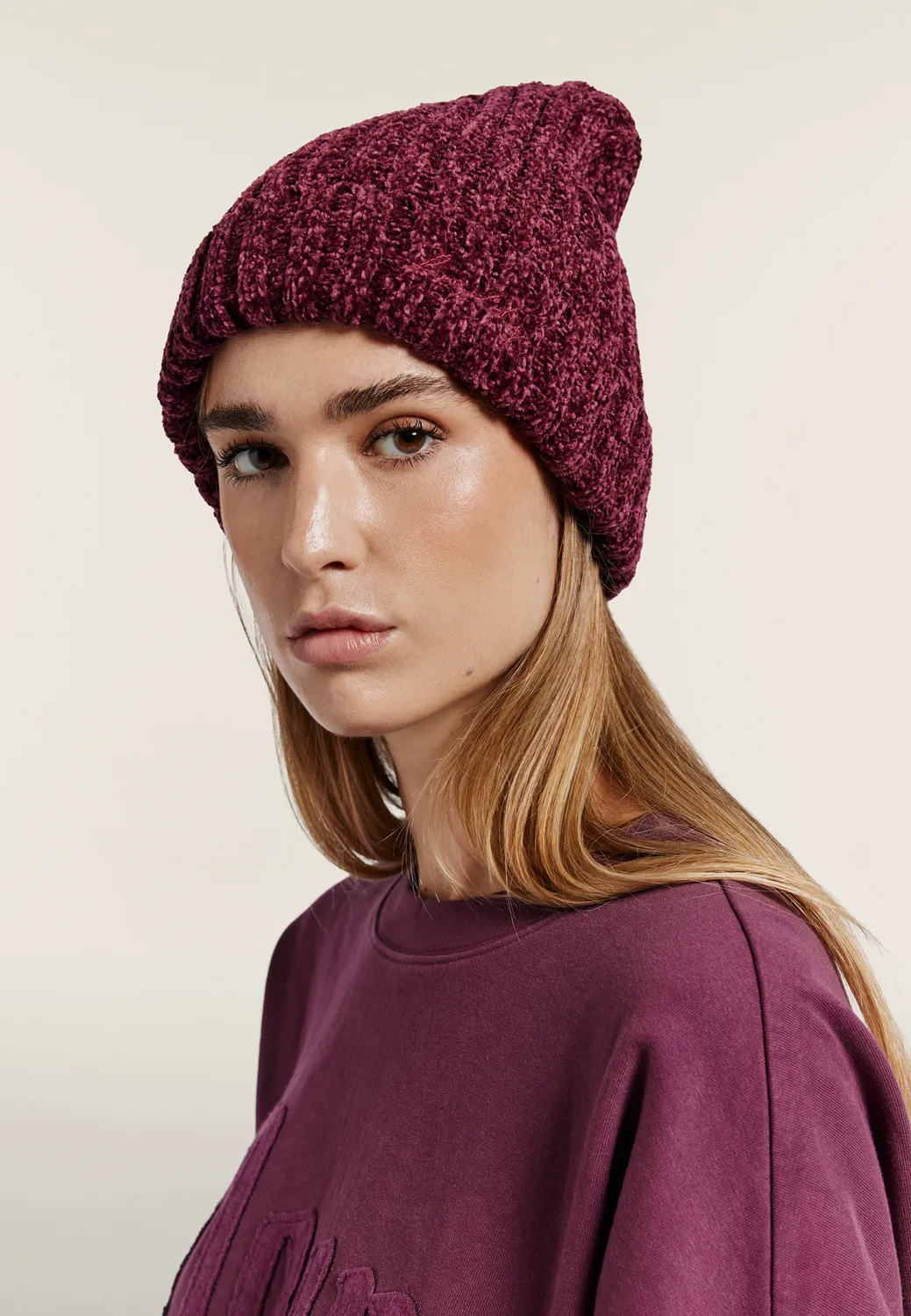 Freddy Beanie Rippstrick Chenille schwarz Damen