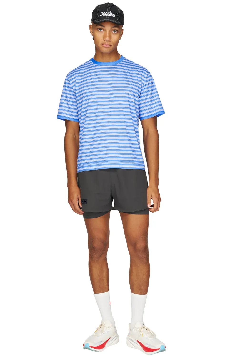 UNNA Wavy Tee Striped Laufshirt Business Blue Herren
