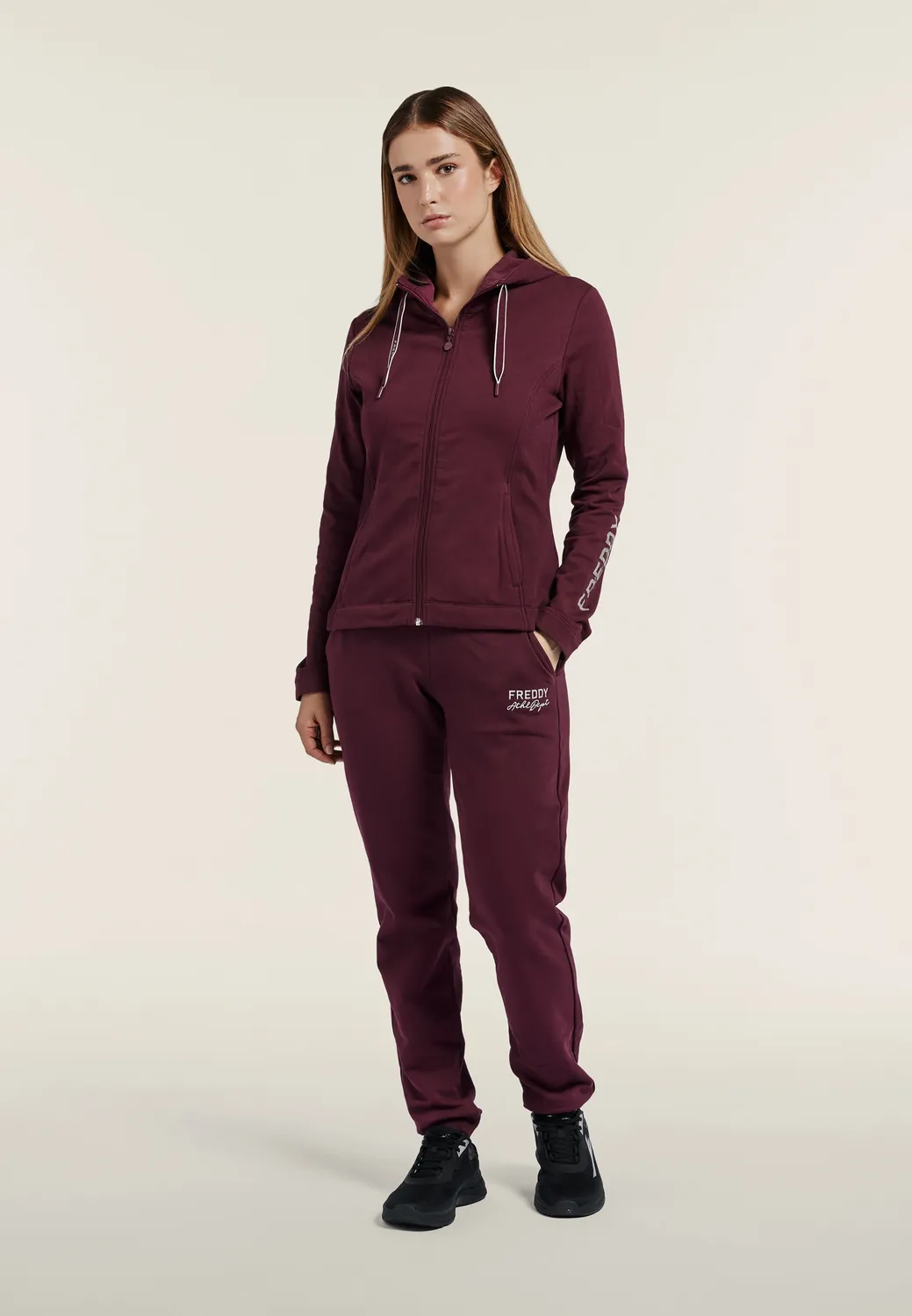 Freddy Slim Full-Zip Kapuzenjacke schwarz slim