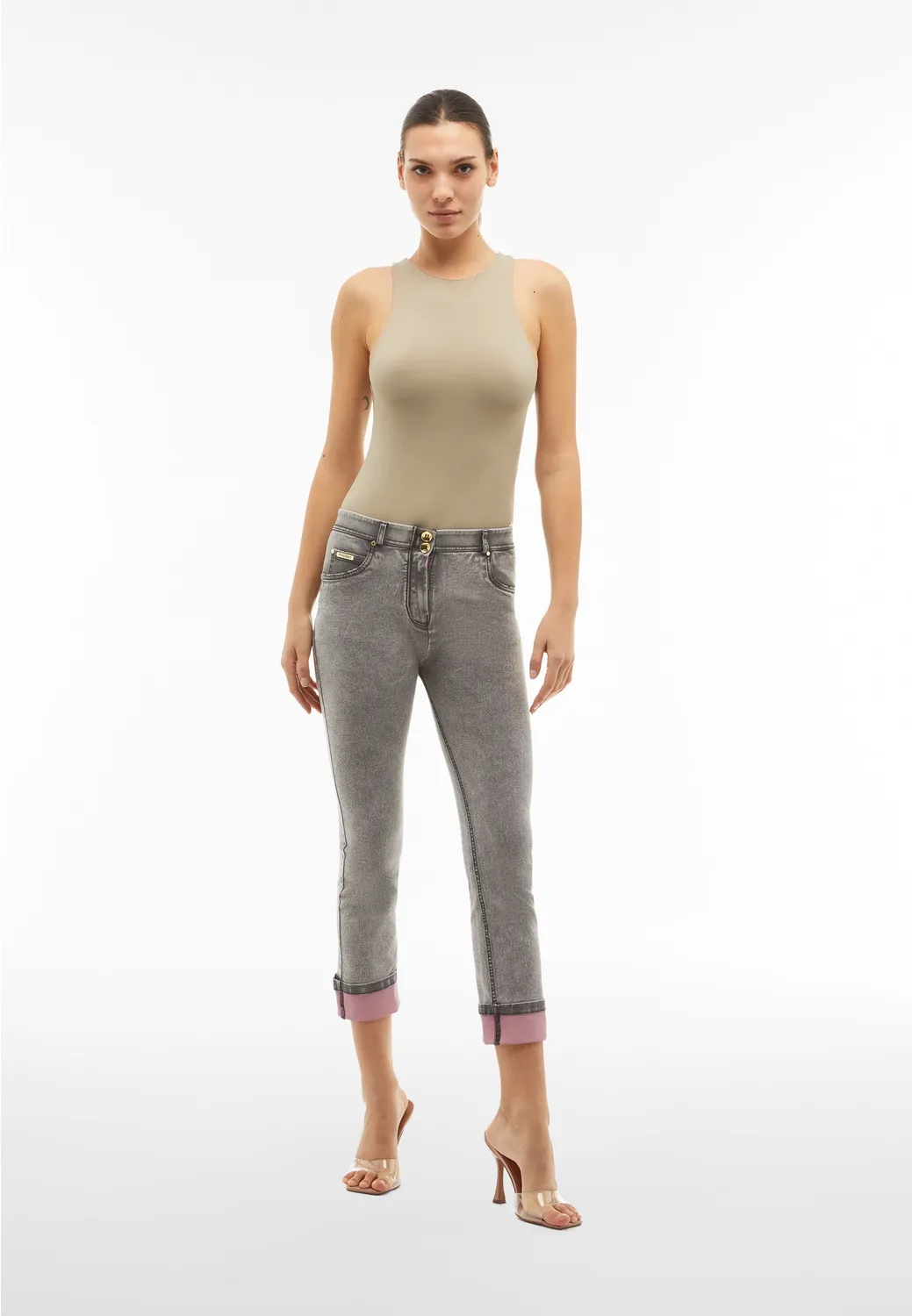 Freddy WR.UP Jeans Straight Push-up blau Kontrast-Umschlag