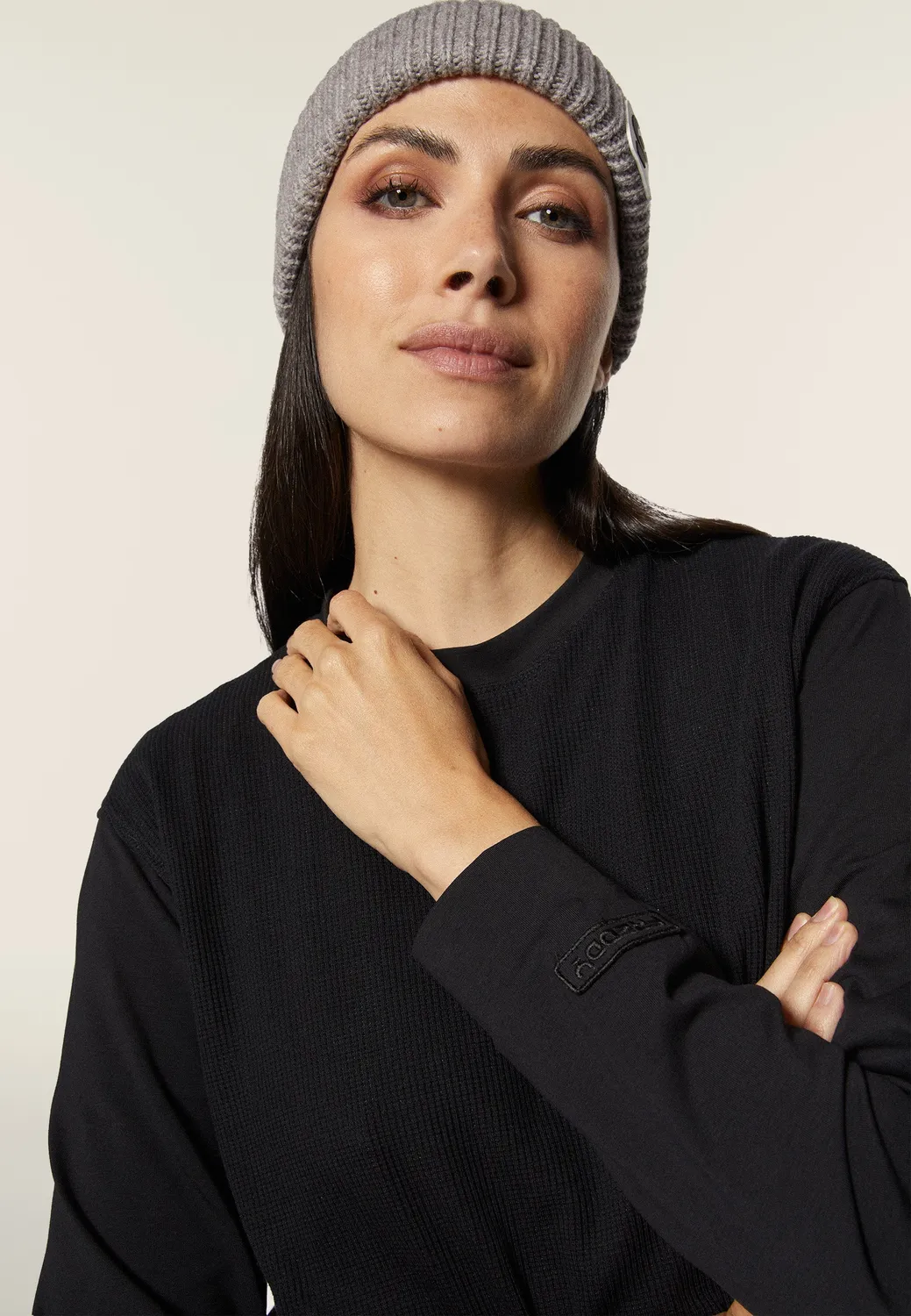 Freddy Sweatshirt Damen Waffle Schwarz oversize