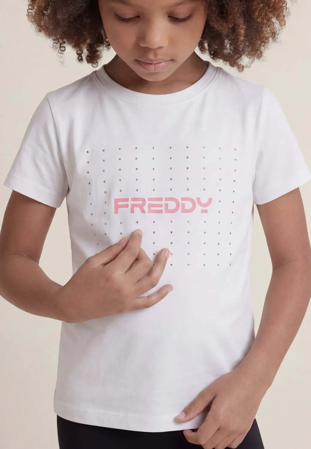 Freddy Logo Strass T-Shirt Mädchen Schwarz Jersey