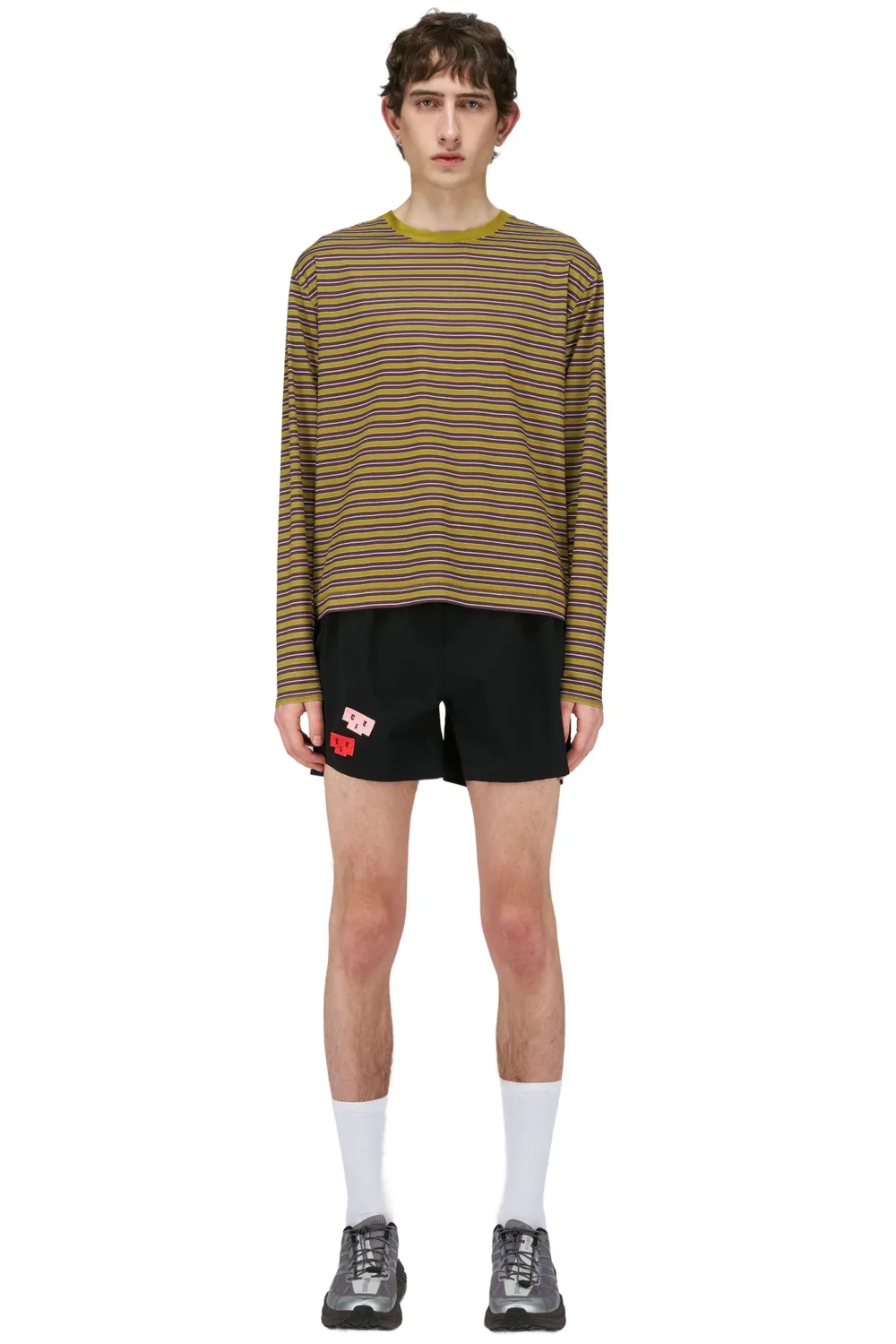 UNNA Striped LS Laufshirt Mud Gold langarm recycelt