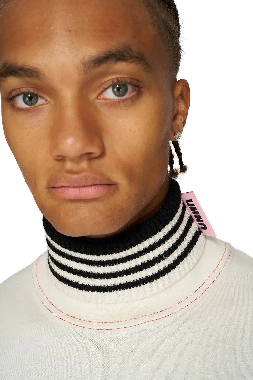 UNNA Merino Loop Halstuch Schwarz-Weiß Merinowolle