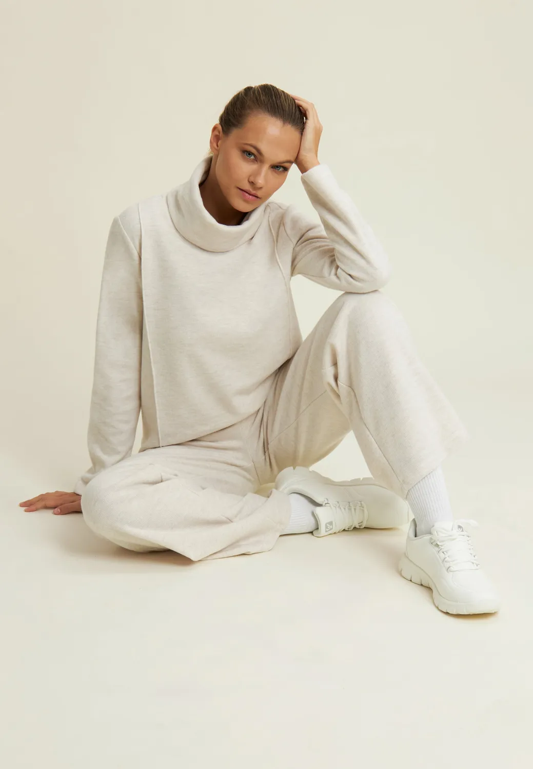 Freddy Hose Wide Leg Damen Grey Melange Tricot-Optik