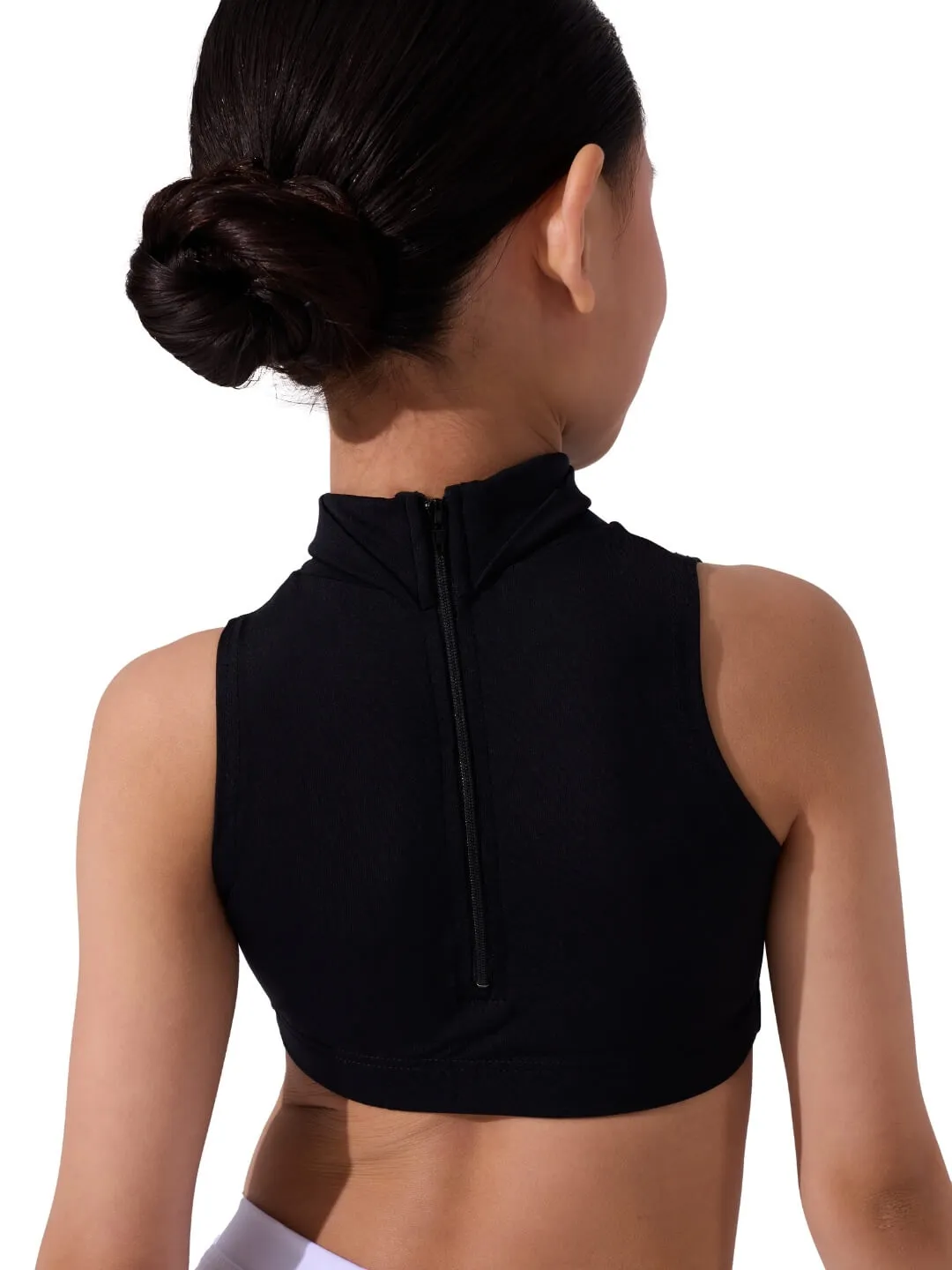Capezio Team TB261CD Mock Neck Top Kinder Schwarz Crop