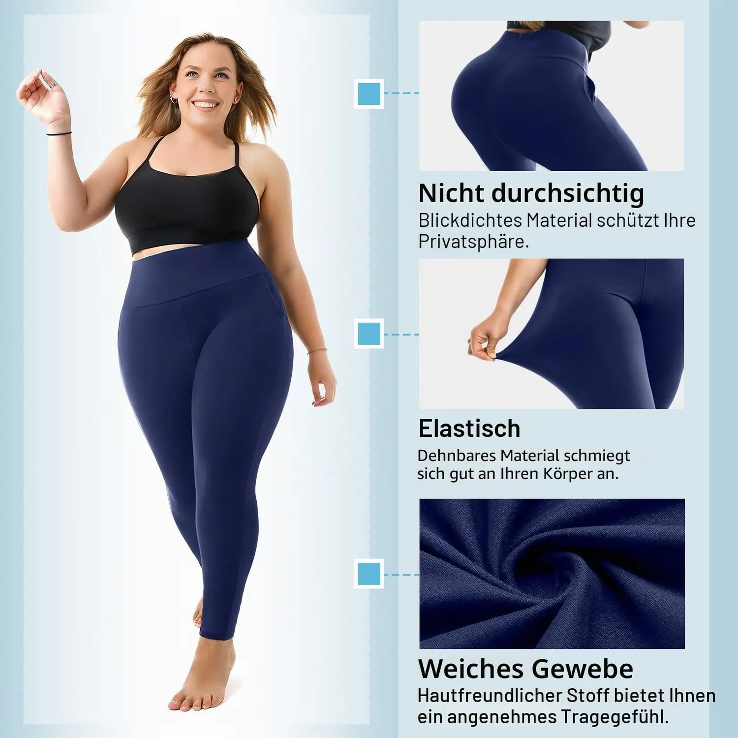 SINOPHANT High Waist Trainingsleggings schwarz blickdicht