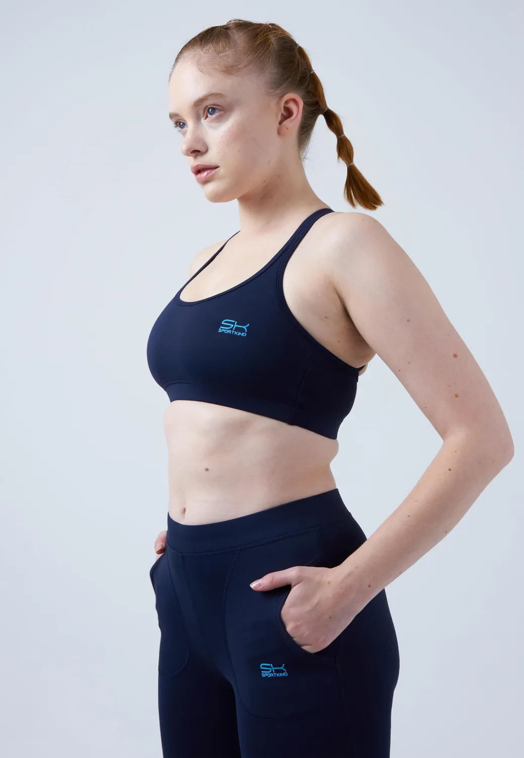 SPORTKIND 3/4 Capri Leggings M Schwarz Taschen blickdicht