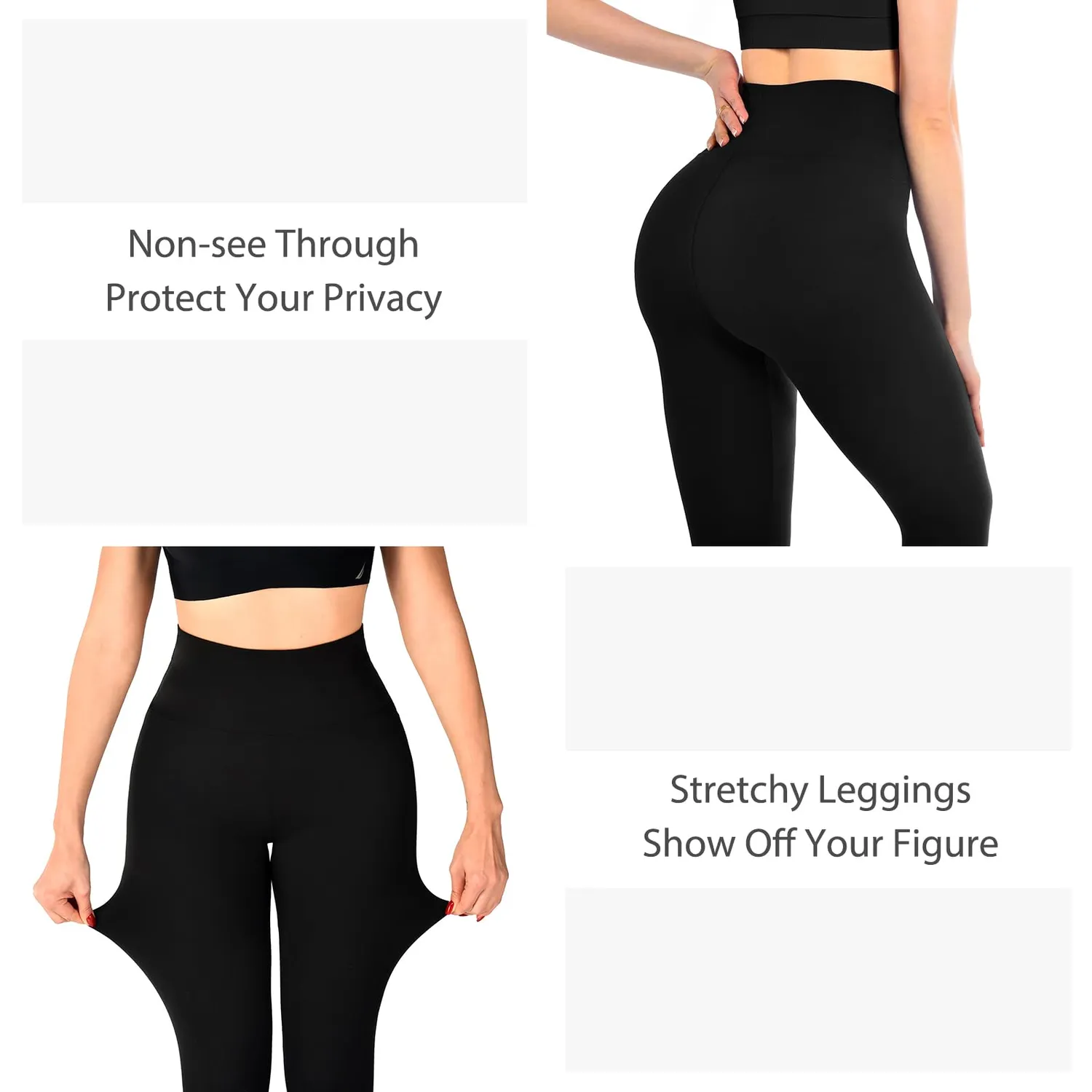 SINOPHANT Leggings High Waist Schwarz 3er blickdicht