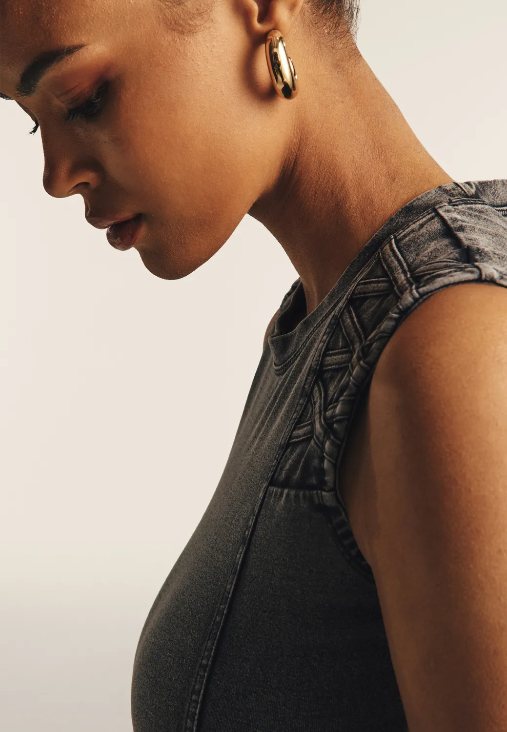 Freddy Cropped Top Denim-Optik Schwarz Bio-Baumwolle