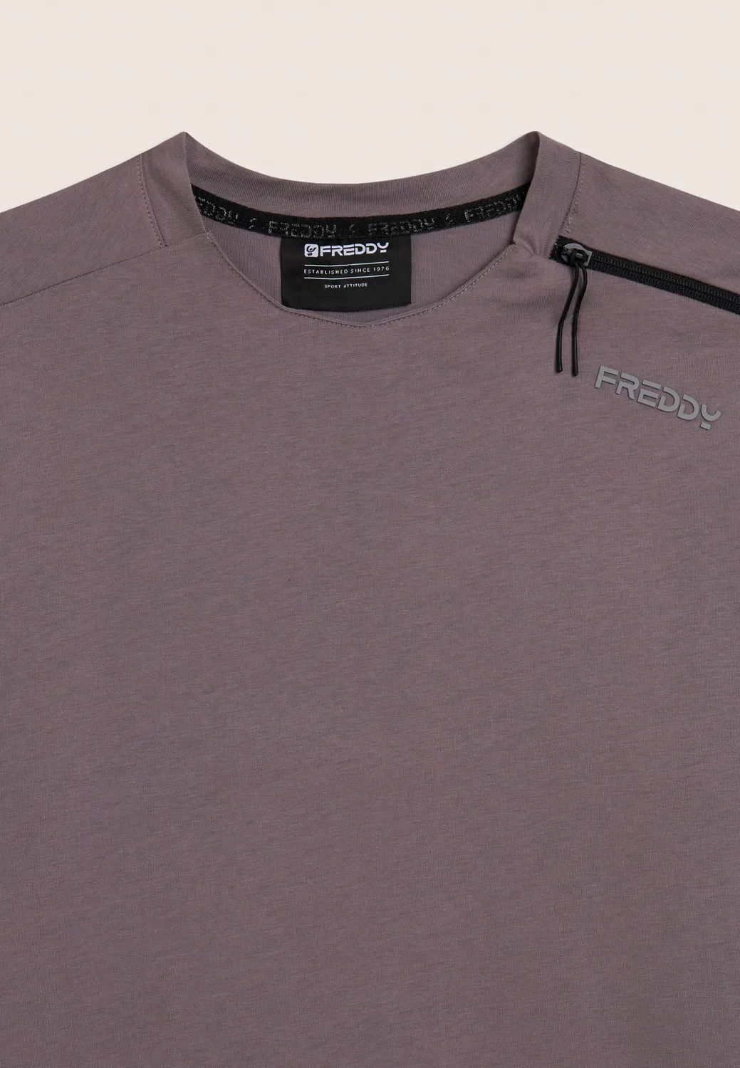 Freddy Langarmshirt Jersey Zip Black Baumwolle