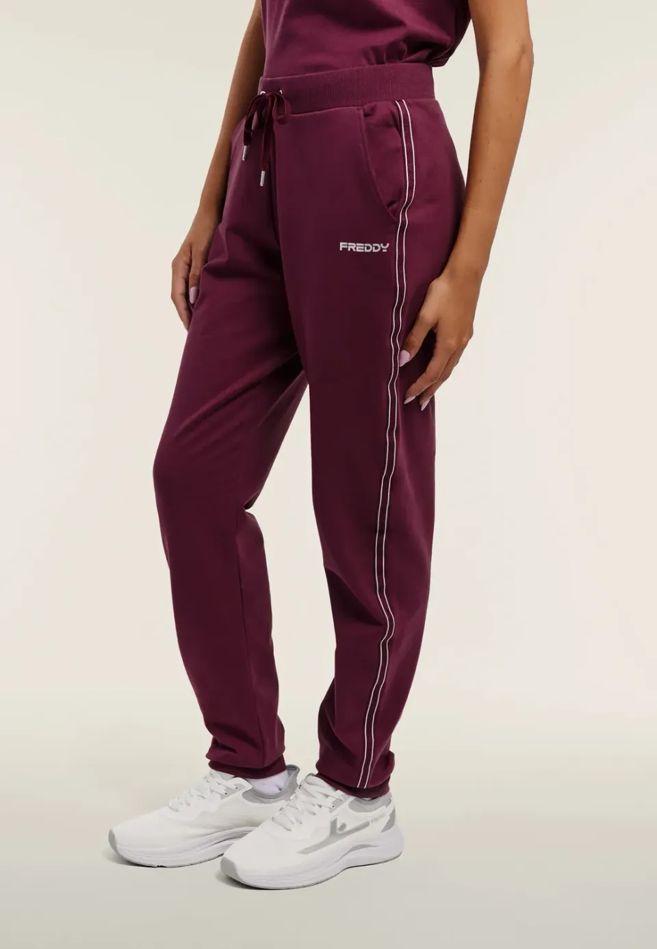 Freddy Jogginghose Damen Perlenbänder Navy samtweich