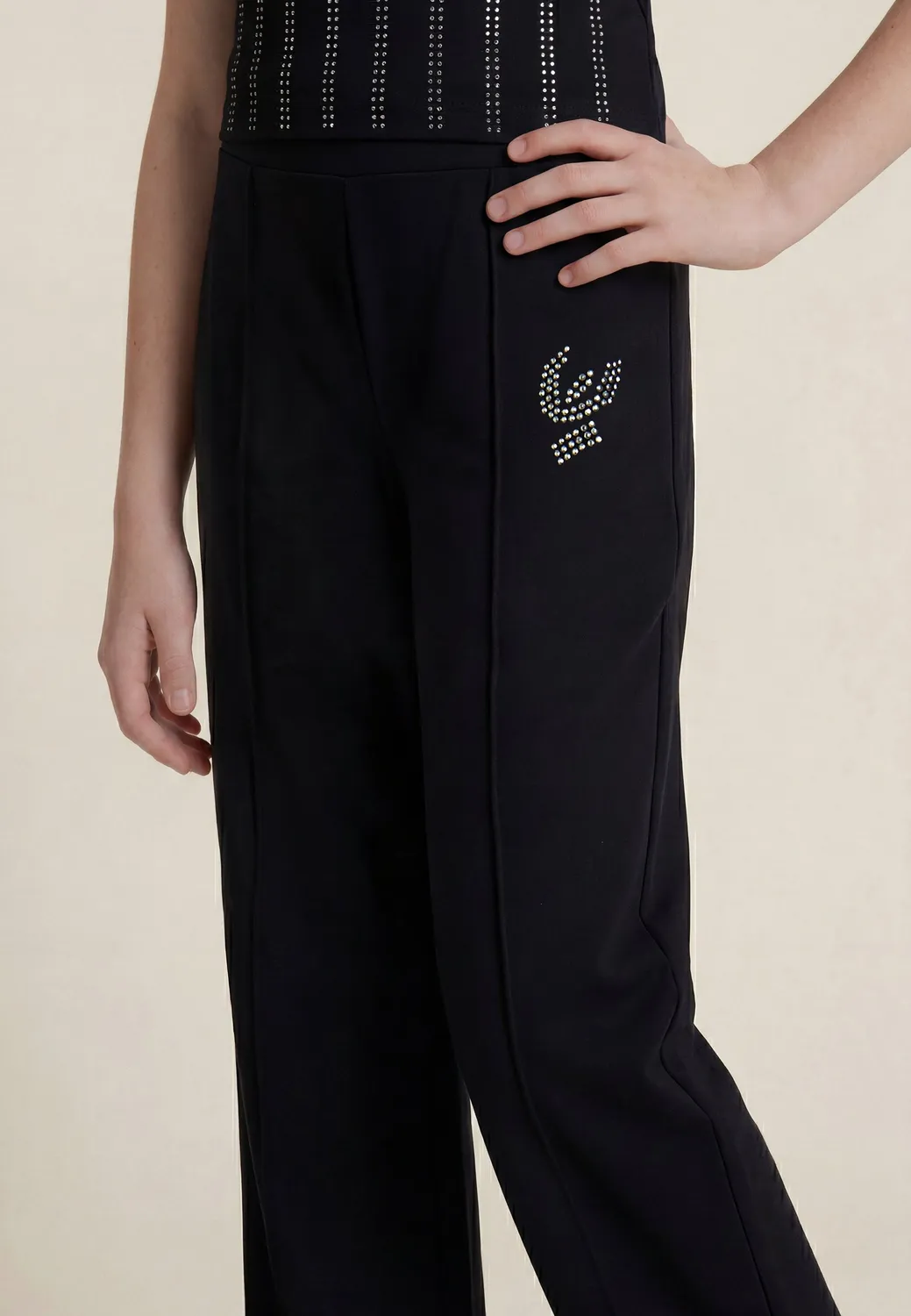 Freddy Flare-Leggings Mädchen schwarz mit Strass