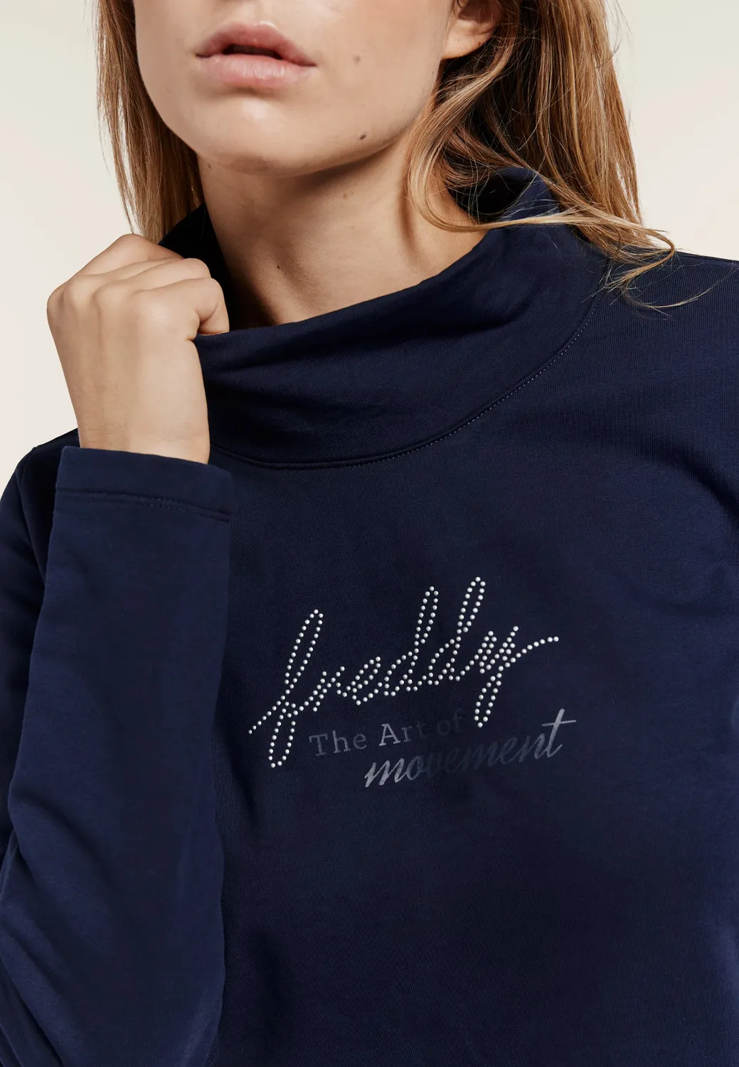 Freddy Comfort Hoodie Damen navy Perlenlogo weich
