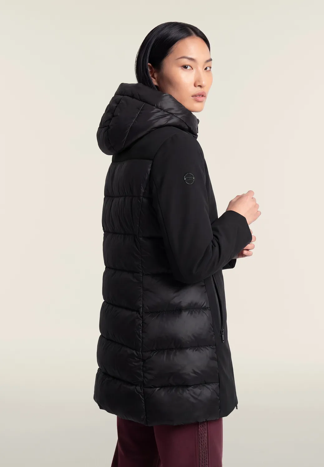 Freddy Softshell Winterjacke Damen mit Kapuze schwarz wattiert