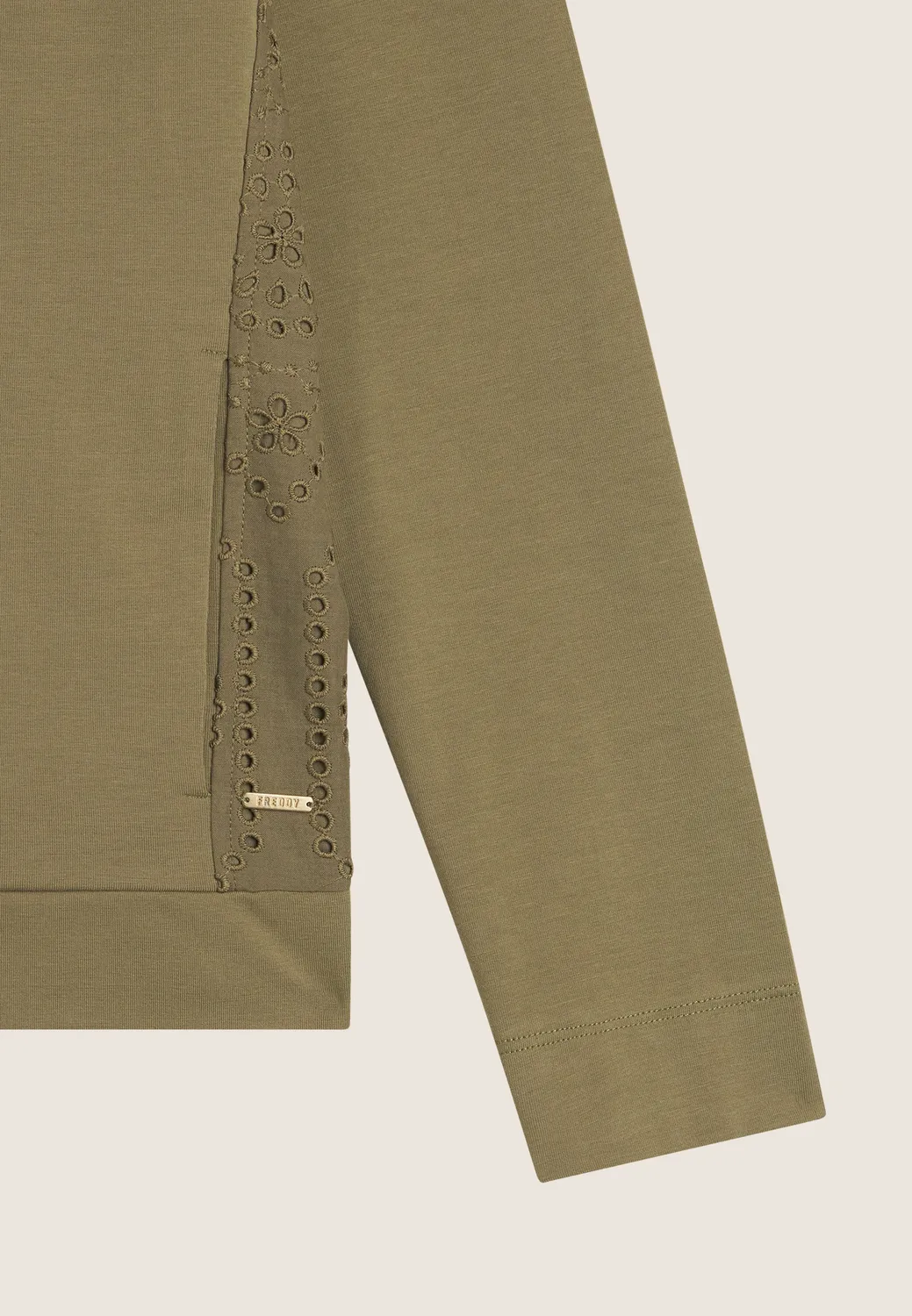 Freddy Sweatjacke Sangallo-Stickerei Aloe Reißverschluss