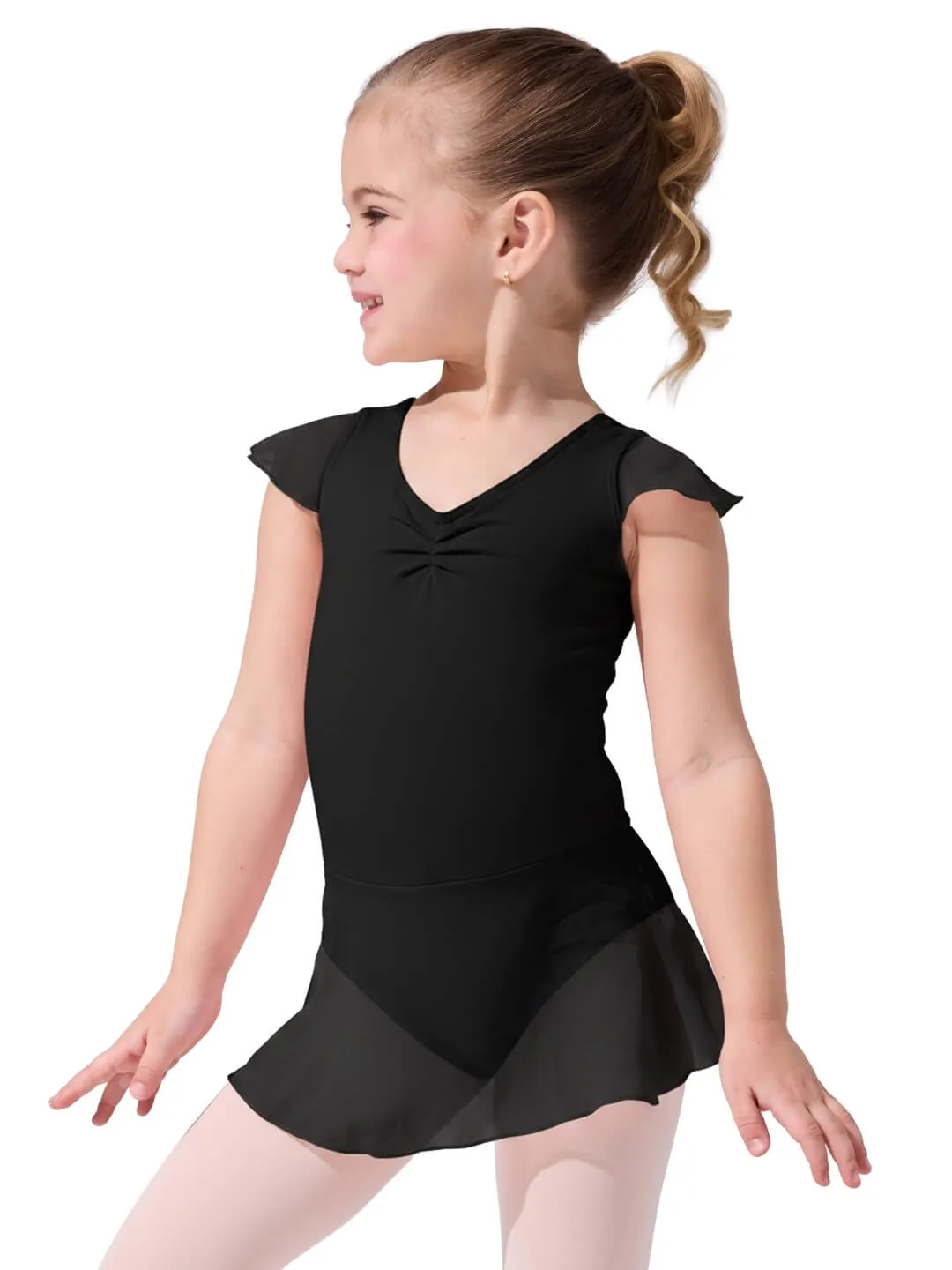Capezio Flutter Sleeve 11305C Kleid Pink Baumwolle