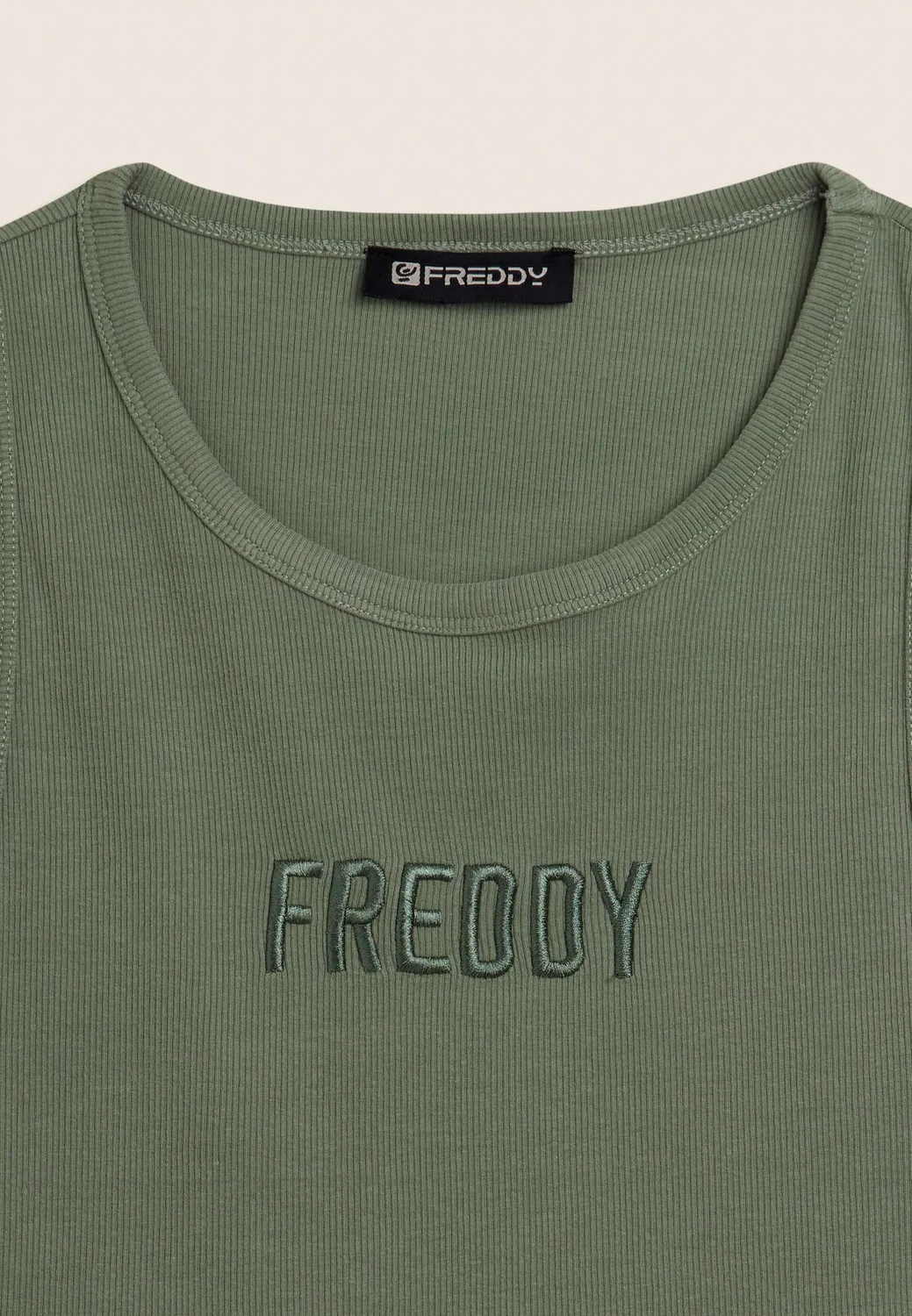 Freddy Cropped Tanktop Damen Ripp mit Sticklogo