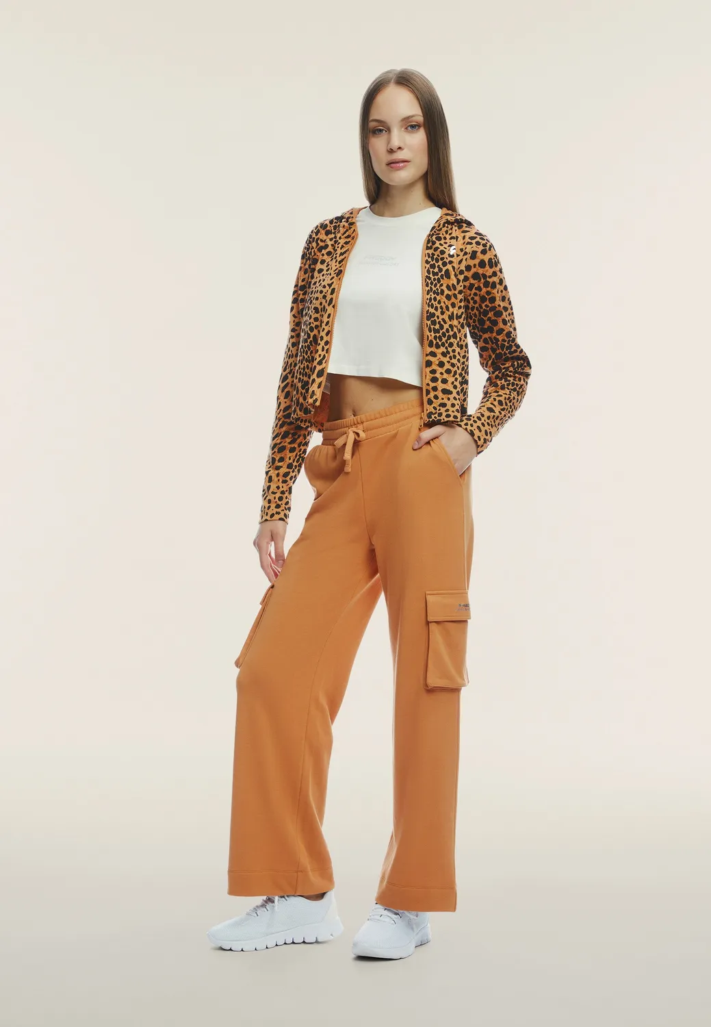 Freddy Animalier Cropped Sweatjacke Leo Pink French Terry
