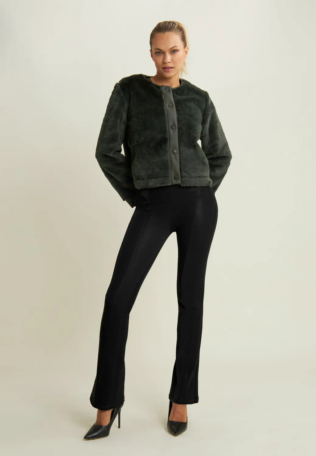 Freddy WR.UP Mini-Flare Hose Wet-Look schwarz