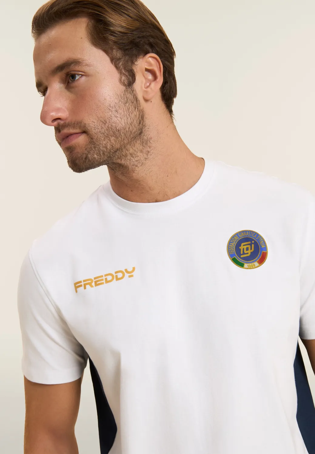 Freddy FGI Italia T-Shirt Herren Weiß-Dunkelblau Baumwolle