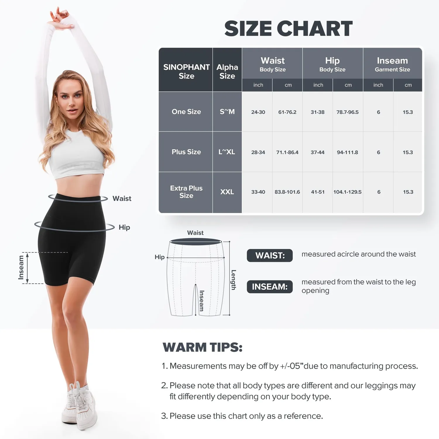 SINOPHANT Radlerhose Damen Schwarz blickdicht