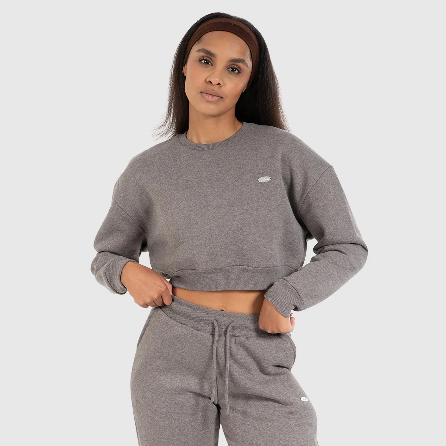 Smilodox Lunara Amelia Crop Sweatshirt Beige Melange